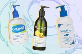 best moisturizing hand soaps on a colored pattern background
