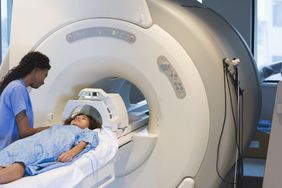 Woman getting a MRI