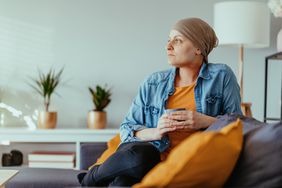 woman with cancer at home after chemotherapy