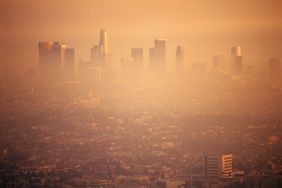 los angeles covered in smog