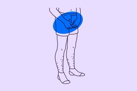 Illustration of a man holding his groin area