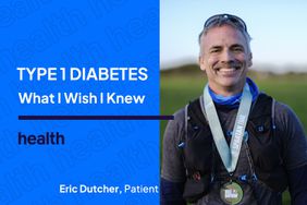 Eric Dutcher stands with a medal around his neck next to words type 1 diabetes What I Wish I Knew