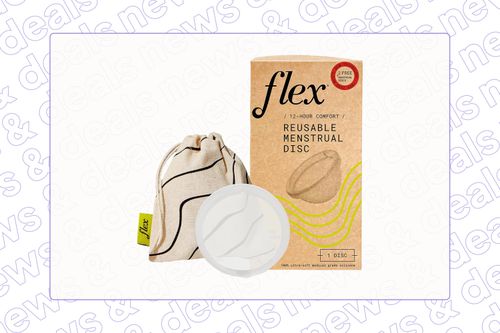 Flex Reusable Menstrual Disc Tout surrounded by a news & deals border.