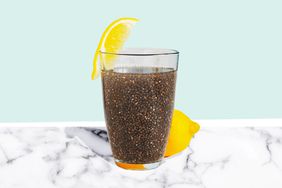 cocktail of chia seeds with lemon in water