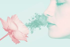 Beautiful woman smelling a flower , Loss of taste and smell coronavirus , covid-19 , smell, taste , coronavirus